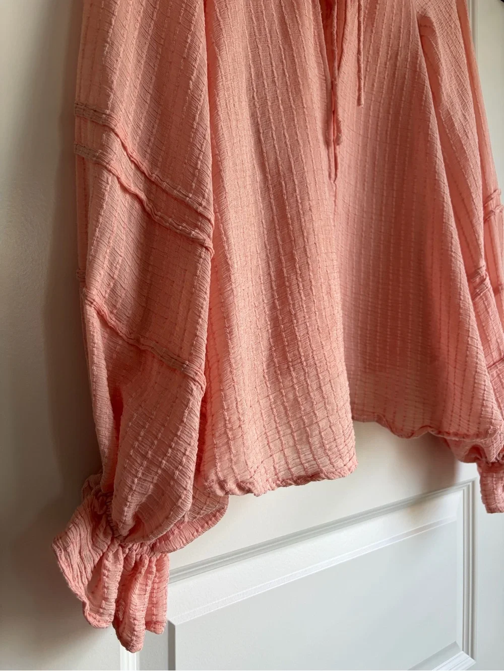 Free People Out of Town Split Neck Blouse - Size Small